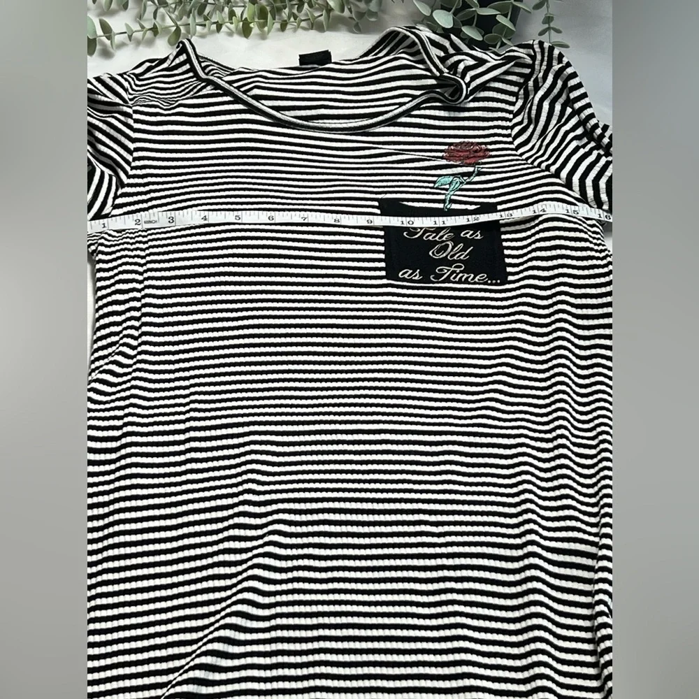 Disney Tale as Old As Time Black White Striped Sleep Dress Large - Picture 7 of 8